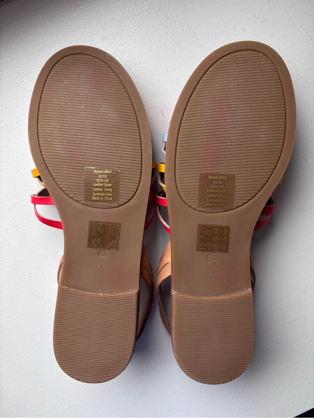 Madewell Multicolor Strappy Leather Slingback Sandals, Pink Blue Yellow Red 6.5 - Picture 3 of 3